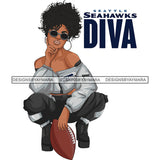 Bundle 22 Diva Woman Squatting American Football Team Sports Touchdown Professional Uniform SVG PNG JPG Cutting Files For Silhouette Cricut and More!