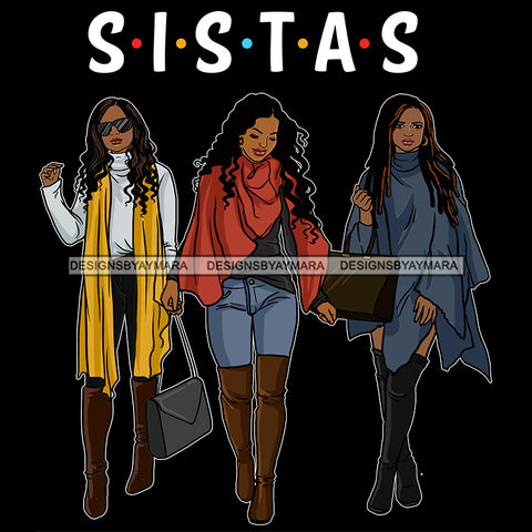 Sistas Sisters Best Friends Buddies Black Women Afro Melanin Nubian Ebony SVG JPG PNG Vector Clipart Cricut Silhouette Cut Cutting