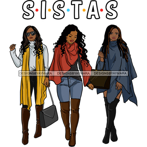 Sistas Sisters Best Friends Buddies Black Women Afro Melanin Nubian Ebony SVG JPG PNG Vector Clipart Cricut Silhouette Cut Cutting