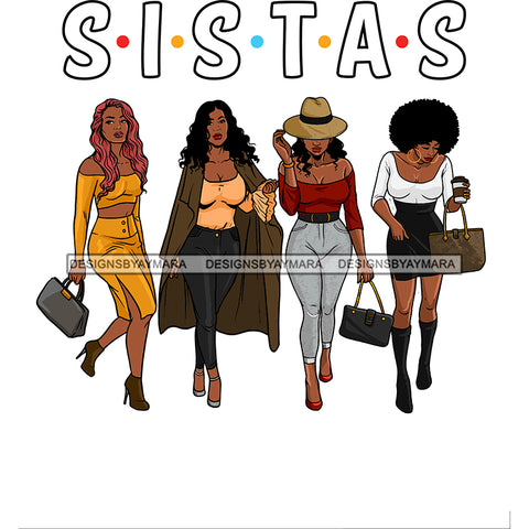 Sistas Sisters Best Friends Buddies Black Women Afro Melanin Nubian Ebony SVG JPG PNG Vector Clipart Cricut Silhouette Cut Cutting