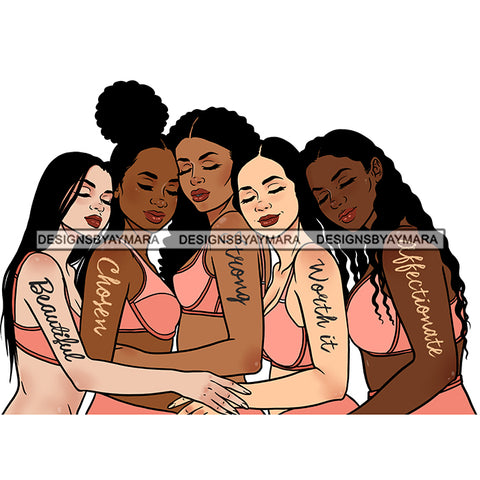 Sister Friends Beautiful Black White Woman JPG PNG Vector Clipart Cricut Silhouette Cut Cutting