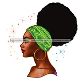 Beautiful Black Woman Green Headwrap Big Afro  JPG PNG  Clipart Cricut Silhouette Cut Cutting