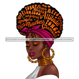 Inspirational Black Woman Words In Hair Flawless Power Attitude JPG PNG Vector Clipart Cricut Silhouette Cut Cutting