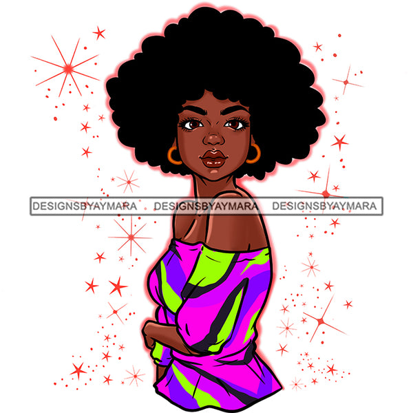Afro Hair Black Woman Colorful Purple Green Top JPG PNG  Clipart Cricut Silhouette Cut Cutting