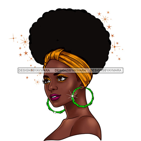 Beautiful Black Woman Gold Headwrap Big Afro  JPG PNG  Clipart Cricut Silhouette Cut Cutting