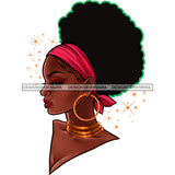 Beautiful Black Woman Pink Headwrap Big Afro  JPG PNG  Clipart Cricut Silhouette Cut Cutting