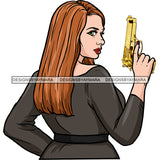Gangster Gangsta White Caucasian Woman With Gold Gun Brunette Hair JPG PNG  Clipart Cricut Silhouette Cut Cutting