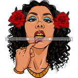 Gangster Gangsta Woman With Red Rose Long Hair JPG PNG  Clipart Cricut Silhouette Cut Cutting