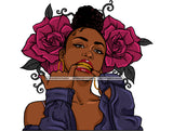 Gangster Gangsta Afro Black Woman With Purple Roses Hair Bun JPG PNG  Clipart Cricut Silhouette Cut Cutting
