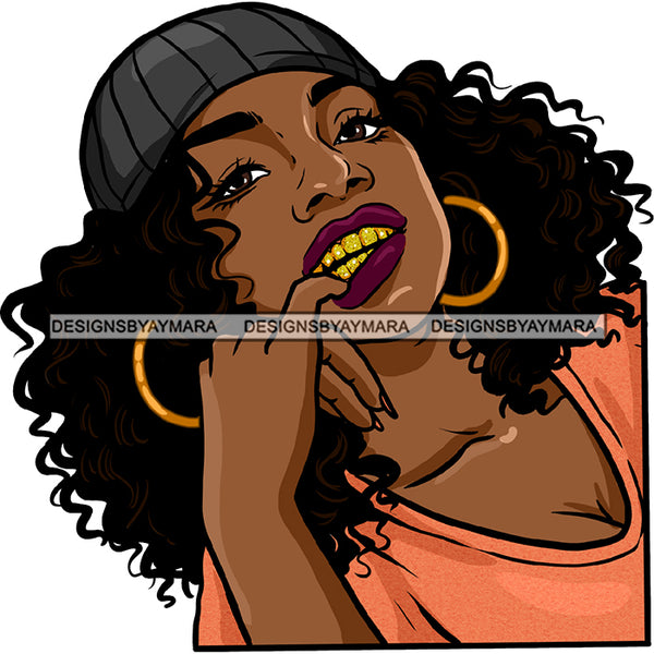 Gangster Gangsta Afro Black Woman With Skull Cap Orange Top JPG PNG  Clipart Cricut Silhouette Cut Cutting