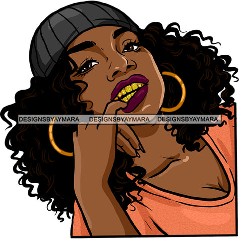 Gangster Gangsta Afro Black Woman With Skull Cap Orange Top JPG PNG  Clipart Cricut Silhouette Cut Cutting