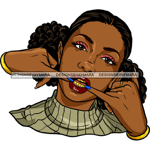 Gangster Gangsta Afro Black Woman Afro Puffs  Sweater   JPG PNG  Clipart Cricut Silhouette Cut Cutting