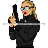 Gangster Gangsta Blonde Caucasian White Woman Sunglasses Gun Black Jacket JPG PNG  Clipart Cricut Silhouette Cut Cutting