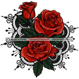 3 Beautiful Red Rose Flowers Roses Graphic  Clipart JPG PNG  Clipart Cricut Silhouette Cut Cutting