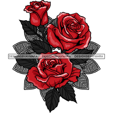 3 Beautiful Red Rose Flowers Roses Graphic  Clipart JPG PNG  Clipart Cricut Silhouette Cut Cutting