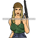 Gangster Gangsta White Caucasian Woman With Gun Blonde Hair  JPG PNG  Clipart Cricut Silhouette Cut Cutting