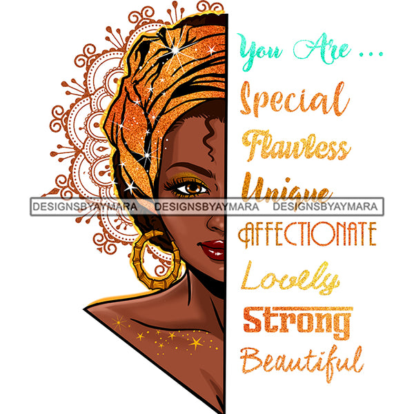 You Are Special Beautiful Afro Black Woman Half Face  JPG PNG  Clipart Cricut Silhouette Cut Cutting
