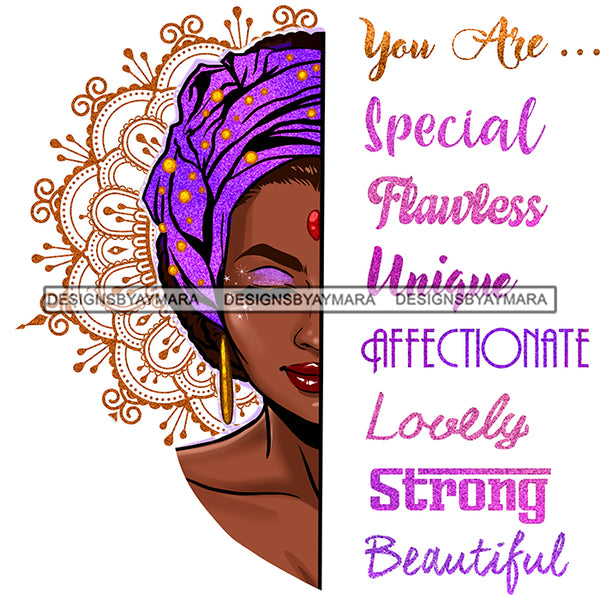 Beautiful Black Afro Woman In Purple Headwrap Turban Half Face JPG PNG  Clipart Cricut Silhouette Cut Cutting