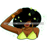 Big Afro Hair Woman With Flowers  JPG PNG  Clipart Cricut Silhouette Cut Cutting