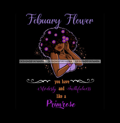 February Flower Ladies Lady Afro Hair Black Afro Woman JPG PNG  Clipart Cricut Silhouette Cut Cutting