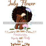 July Flower Big Curly Afro Hair Woman White Flowers JPG PNG  Clipart Cricut Silhouette Cut Cutting