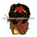 Big Curly Twist Afro Hair Woman Red Flowers JPG PNG  Clipart Cricut Silhouette Cut Cutting