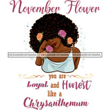 November Flower Big Afro Hair Woman Pink and Yellow Flowers In Hair JPG PNG  Clipart Cricut Silhouette Cut Cutting