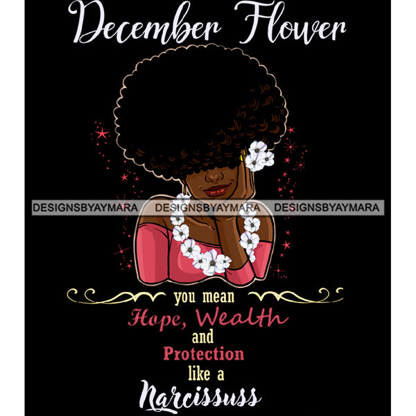 December Flower Ladies Lady Afro Hair Black Afro Woman Big Afro Flowers JPG PNG  Clipart Cricut Silhouette Cut Cutting