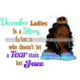 December Ladies Beautiful Afro Black Queen Crowned In Blue Dress  JPG PNG  Clipart Cricut Silhouette Cut Cutting