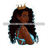 Beautiful Afro Black Queen Crowned In Blue Dress Long Hair  JPG PNG  Clipart Cricut Silhouette Cut Cutting
