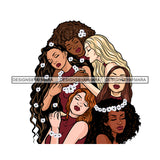 Friends Sisters Ladies Black White Caucasian Afro Women  JPG PNG  Clipart Cricut Silhouette Cut Cutting