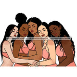 Friends Sisters Ladies Black White Caucasian In Pink Bras Afro Women  JPG PNG  Clipart Cricut Silhouette Cut Cutting