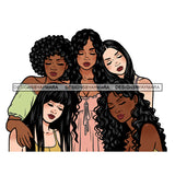 Friends Sisters Ladies Black White Caucasian In Gowns Afro Women  JPG PNG  Clipart Cricut Silhouette Cut Cutting