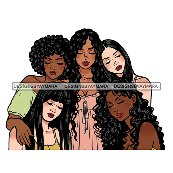 Friends Sisters Ladies Black White Caucasian In Gowns Afro Women  JPG PNG  Clipart Cricut Silhouette Cut Cutting