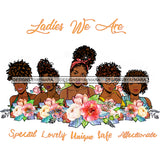 Ladies We Are Friends Sisters Ladies Black With Beautiful Flowers Afro Women  JPG PNG  Clipart Cricut Silhouette Cut Cutting