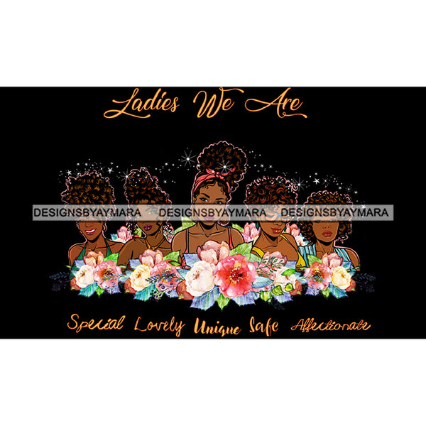 Ladies We Are Lady Afro Black Woman Flowers JPG PNG  Clipart Cricut Silhouette Cut Cutting