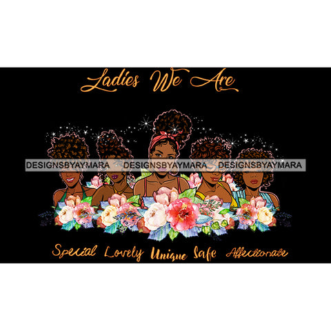 Ladies We Are Lady Afro Black Woman Flowers JPG PNG  Clipart Cricut Silhouette Cut Cutting