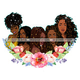 Friends Sisters Ladies Black With Beautiful Pink Flowers Afro Women  JPG PNG  Clipart Cricut Silhouette Cut Cutting