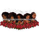 Friends Sisters Ladies Black With Beautiful Red Roses Afro Women  JPG PNG  Clipart Cricut Silhouette Cut Cutting