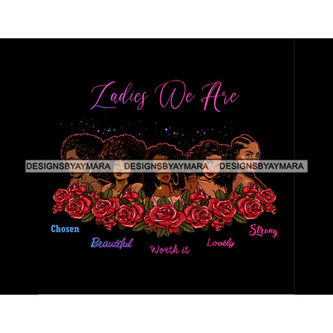 Ladies We Are Lady Afro Black Woman Red Roses Flowers JPG PNG  Clipart Cricut Silhouette Cut Cutting