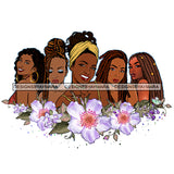 Sisters Ladies Black With Beautiful Purple White Flowers Afro Women  JPG PNG  Clipart Cricut Silhouette Cut Cutting
