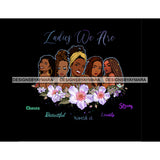 Ladies We Are Lady Afro Black Woman White Flowers Headwrap JPG PNG  Clipart Cricut Silhouette Cut Cutting