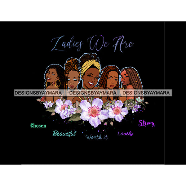 Ladies We Are Lady Afro Black Woman White Flowers Headwrap JPG PNG  Clipart Cricut Silhouette Cut Cutting