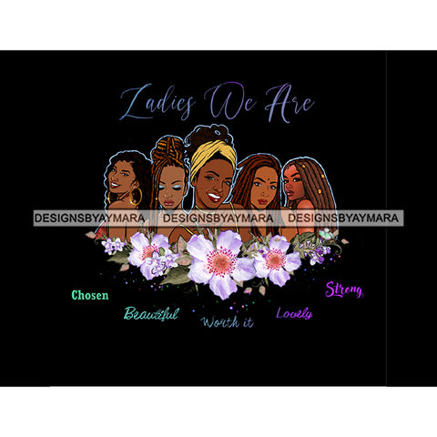 Ladies We Are Lady Afro Black Woman White Flowers Headwrap JPG PNG  Clipart Cricut Silhouette Cut Cutting