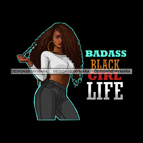 Badass Black Girl Life Afro Black Woman Afro Long Wavy Hair JPG PNG  Clipart Cricut Silhouette Cut Cutting