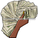 Hands Holding Stack Of Money Gangsta Gangster Woman Badass Hustler Hustling Savage Melanin Nubian Hipster Ghetto Street Girl SVG JPG PNG Vector Clipart Cricut Silhouette Cut Cutting