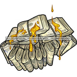 Cash Money Stack On Fire Flame Burning Burn SVG JPG PNG Vector Clipart Cricut Silhouette Cut Cutting