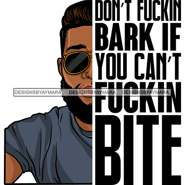 Afro Man Half Face Life Quote Attractive Sunglasses Bearded High Top Fade Hairstyle SVG JPG PNG Vector Clipart Cricut Silhouette Cut Cutting