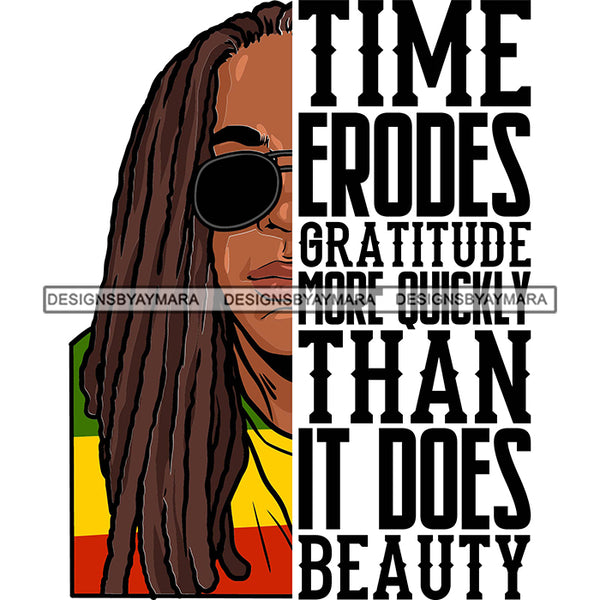Afro Man Half Face Life Quote Handsome Guy Sunglasses Dreadlocks Hairstyle SVG JPG PNG Vector Clipart Cricut Silhouette Cut Cutting