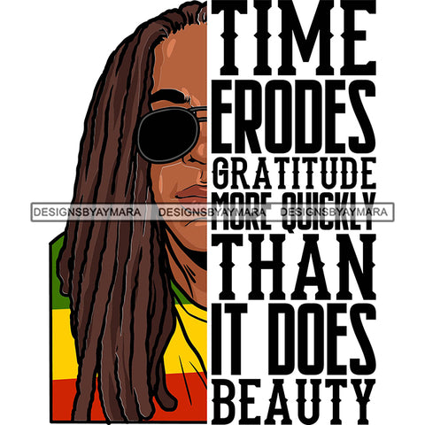 Afro Man Half Face Life Quote Handsome Guy Sunglasses Dreadlocks Hairstyle SVG JPG PNG Vector Clipart Cricut Silhouette Cut Cutting